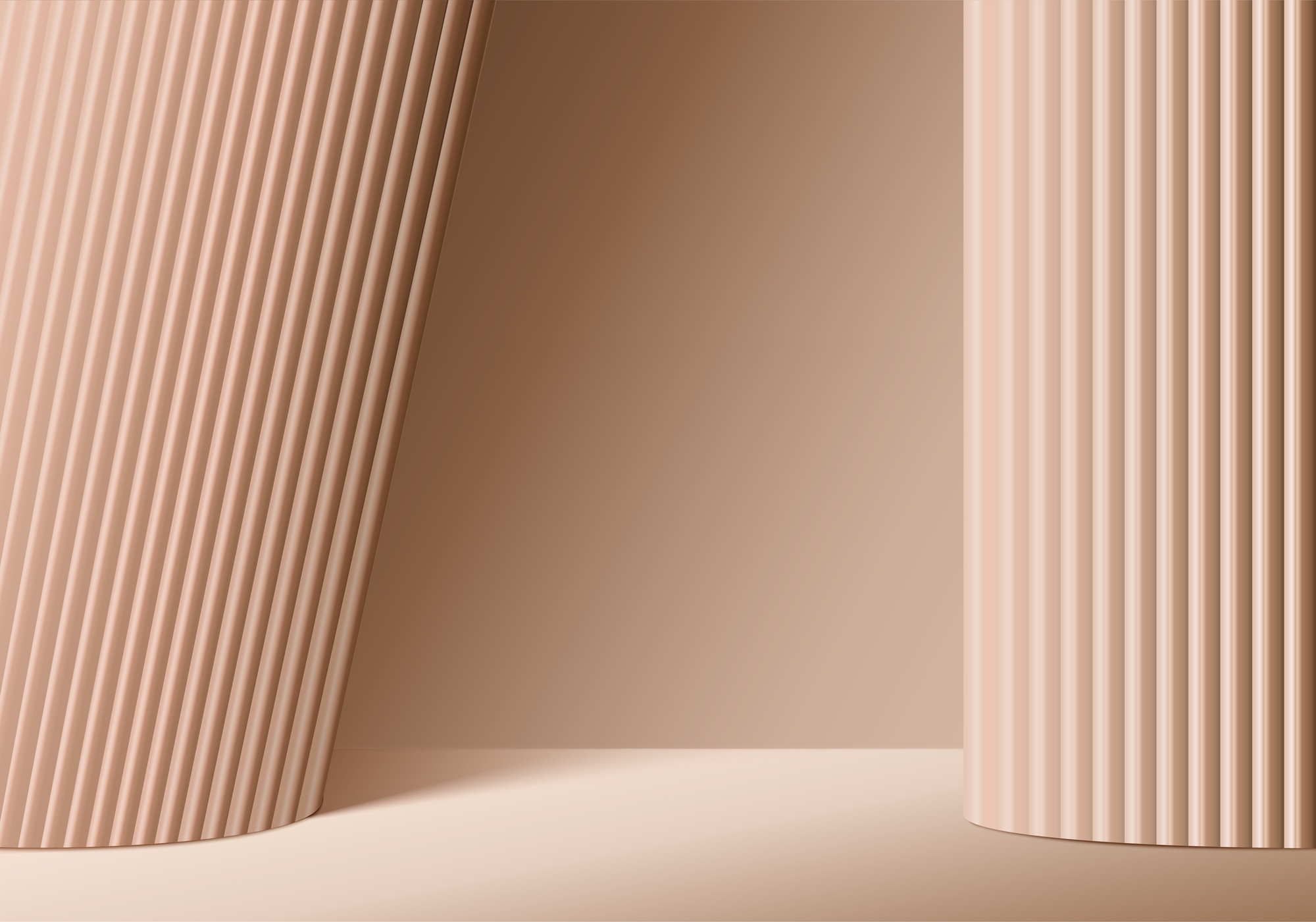 Beige Pillars on Brown Background